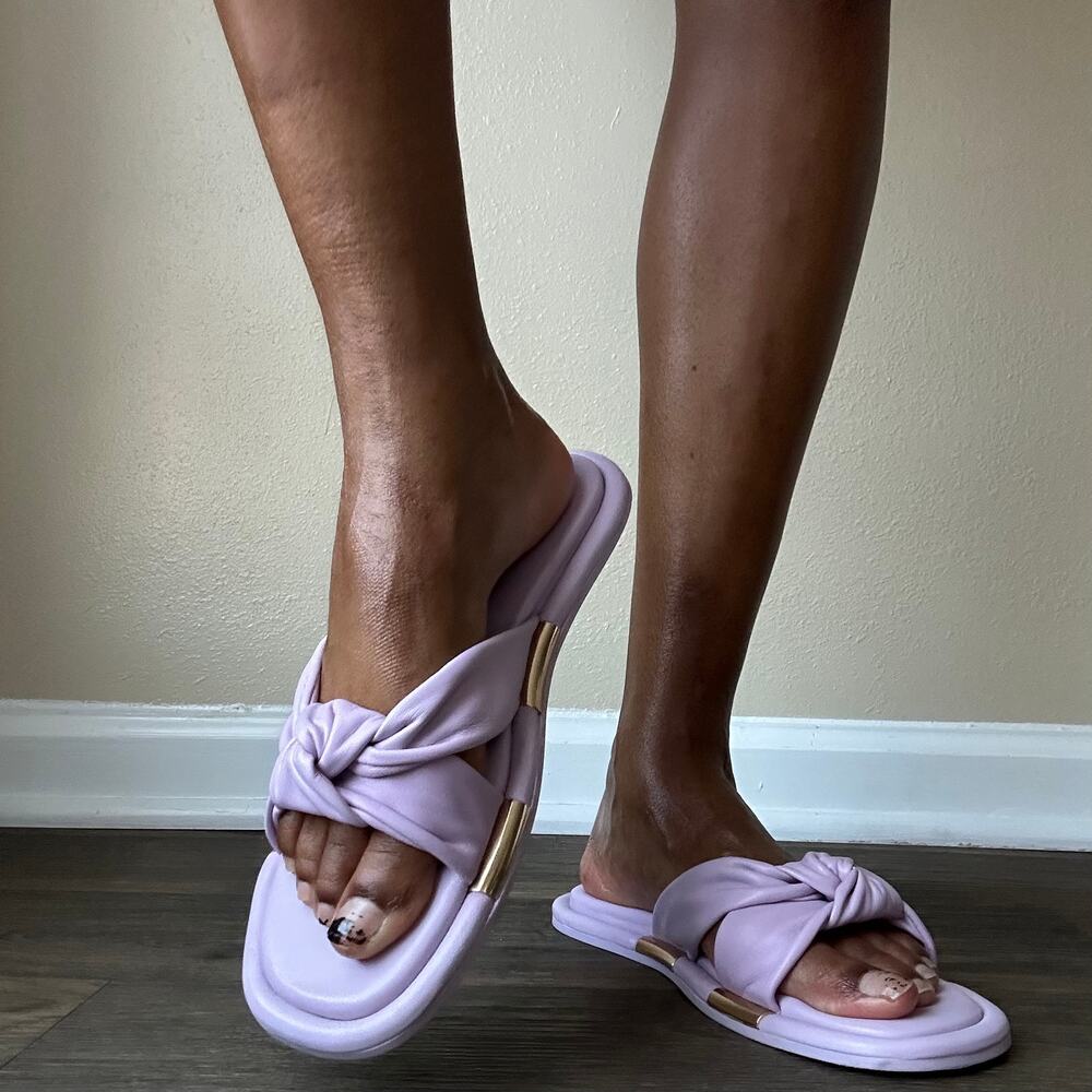 Coach Purple Brooklyn Leather Slides Size 8 - Picture 3 of 14